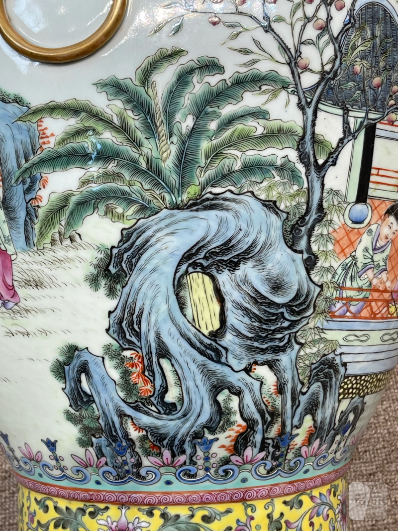 民国 粉彩婴戏纹大铺首尊 - 图12